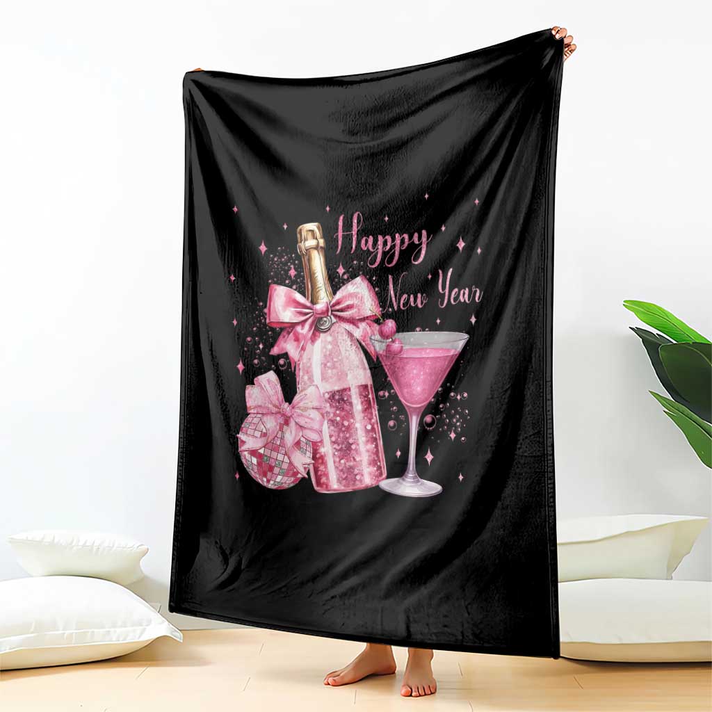Happy New Year 2026 New Years Eve Party Throw Blanket Pink Cocktail Disco Ball - Wonder Print Shop