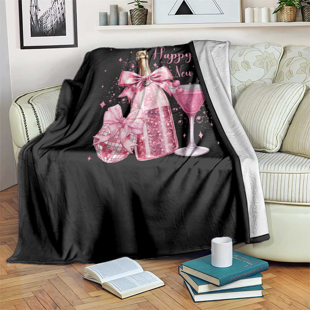 Happy New Year 2026 New Years Eve Party Throw Blanket Pink Cocktail Disco Ball - Wonder Print Shop