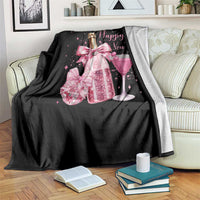 Happy New Year 2026 New Years Eve Party Throw Blanket Pink Cocktail Disco Ball - Wonder Print Shop