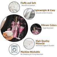 Happy New Year 2026 New Years Eve Party Throw Blanket Pink Cocktail Disco Ball - Wonder Print Shop