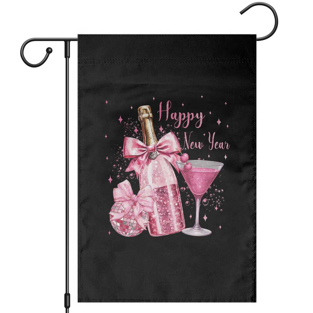 Happy New Year 2026 New Years Eve Party Garden Flag Pink Cocktail Disco Ball - Wonder Print Shop