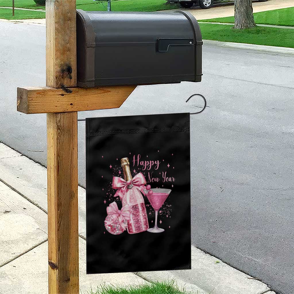 Happy New Year 2026 New Years Eve Party Garden Flag Pink Cocktail Disco Ball - Wonder Print Shop