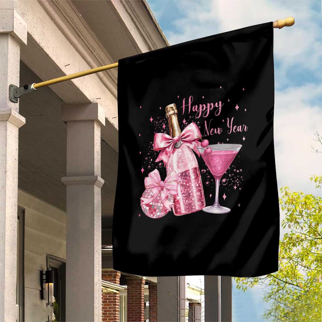 Happy New Year 2026 New Years Eve Party Garden Flag Pink Cocktail Disco Ball - Wonder Print Shop