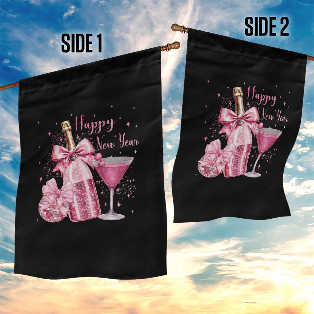 Happy New Year 2026 New Years Eve Party Garden Flag Pink Cocktail Disco Ball - Wonder Print Shop