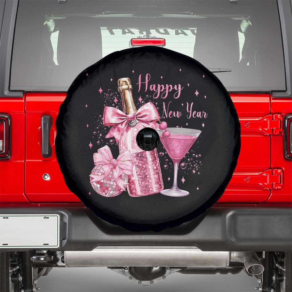 Happy New Year 2026 New Years Eve Party Spare Tire Cover Pink Cocktail Disco Ball - Wonder Print Shop