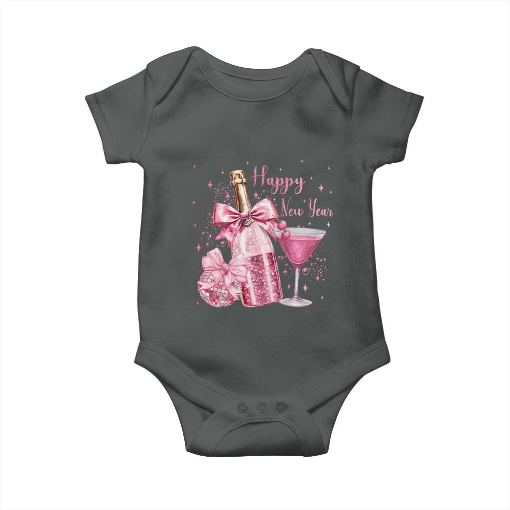 Happy New Year 2026 New Years Eve Party Baby Onesie Pink Cocktail Disco Ball - Wonder Print Shop