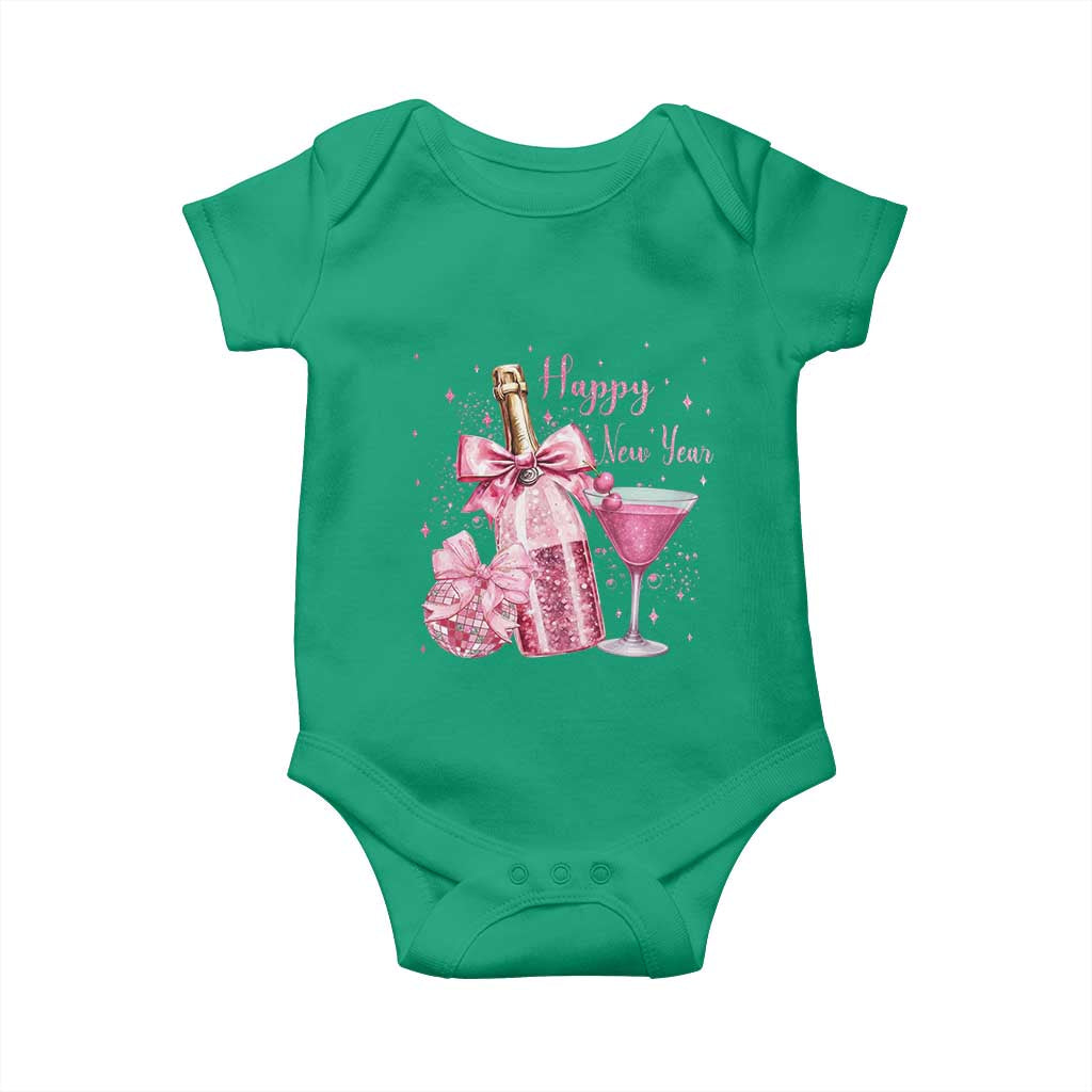 Happy New Year 2026 New Years Eve Party Baby Onesie Pink Cocktail Disco Ball - Wonder Print Shop