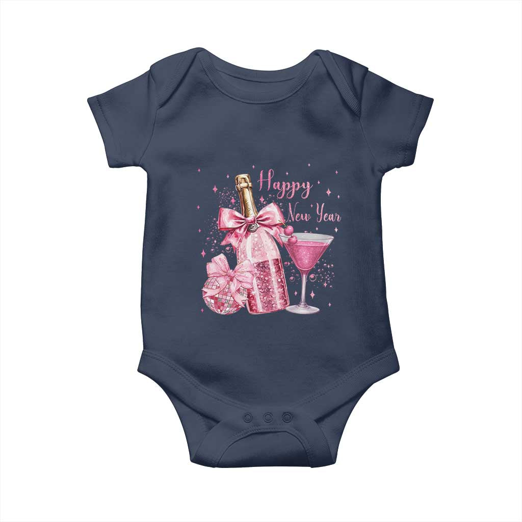 Happy New Year 2026 New Years Eve Party Baby Onesie Pink Cocktail Disco Ball - Wonder Print Shop