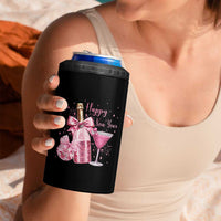 Happy New Year 2026 New Years Eve Party 4 in 1 Can Cooler Tumbler Pink Cocktail Disco Ball - Wonder Print Shop