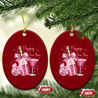 Happy New Year 2026 New Years Eve Party Ceramic Ornament Pink Cocktail Disco Ball - Wonder Print Shop