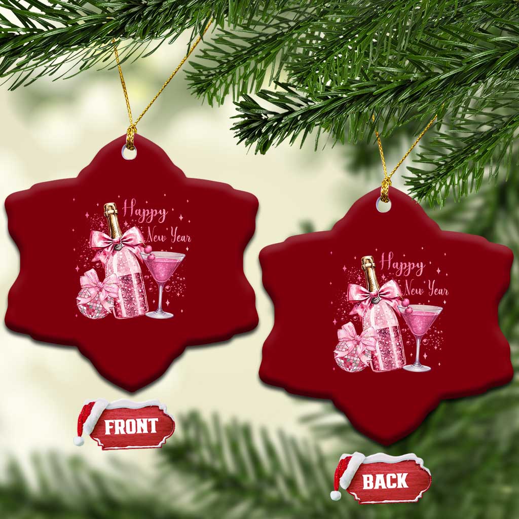Happy New Year 2026 New Years Eve Party Ceramic Ornament Pink Cocktail Disco Ball - Wonder Print Shop