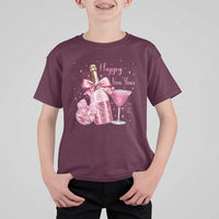 Happy New Year 2026 New Years Eve Party T Shirt For Kid Pink Cocktail Disco Ball - Wonder Print Shop