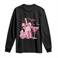 Happy New Year 2026 New Years Eve Party Long Sleeve Shirt Pink Cocktail Disco Ball - Wonder Print Shop