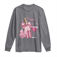 Happy New Year 2026 New Years Eve Party Long Sleeve Shirt Pink Cocktail Disco Ball - Wonder Print Shop