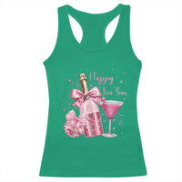 Happy New Year 2026 New Years Eve Party Racerback Tank Top Pink Cocktail Disco Ball - Wonder Print Shop
