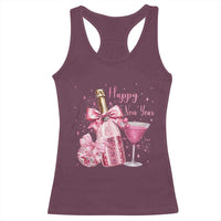 Happy New Year 2026 New Years Eve Party Racerback Tank Top Pink Cocktail Disco Ball - Wonder Print Shop