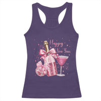 Happy New Year 2026 New Years Eve Party Racerback Tank Top Pink Cocktail Disco Ball - Wonder Print Shop