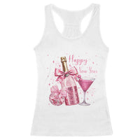 Happy New Year 2026 New Years Eve Party Racerback Tank Top Pink Cocktail Disco Ball - Wonder Print Shop
