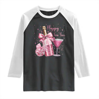 Happy New Year 2026 New Years Eve Party Raglan Shirt Pink Cocktail Disco Ball - Wonder Print Shop