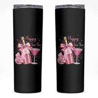 Happy New Year 2026 New Years Eve Party Skinny Tumbler Pink Cocktail Disco Ball - Wonder Print Shop