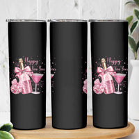 Happy New Year 2026 New Years Eve Party Skinny Tumbler Pink Cocktail Disco Ball - Wonder Print Shop