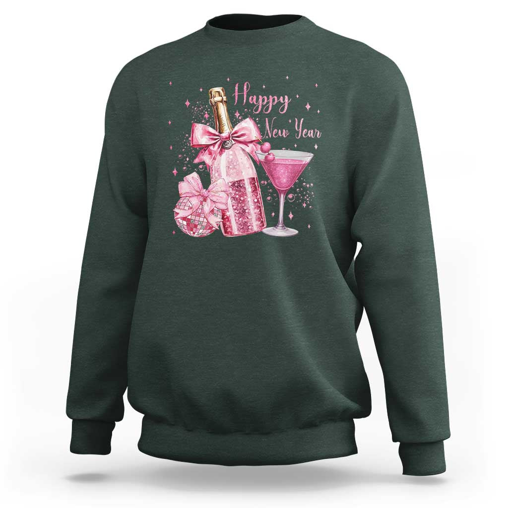 Happy New Year 2026 New Years Eve Party Sweatshirt Pink Cocktail Disco Ball - Wonder Print Shop