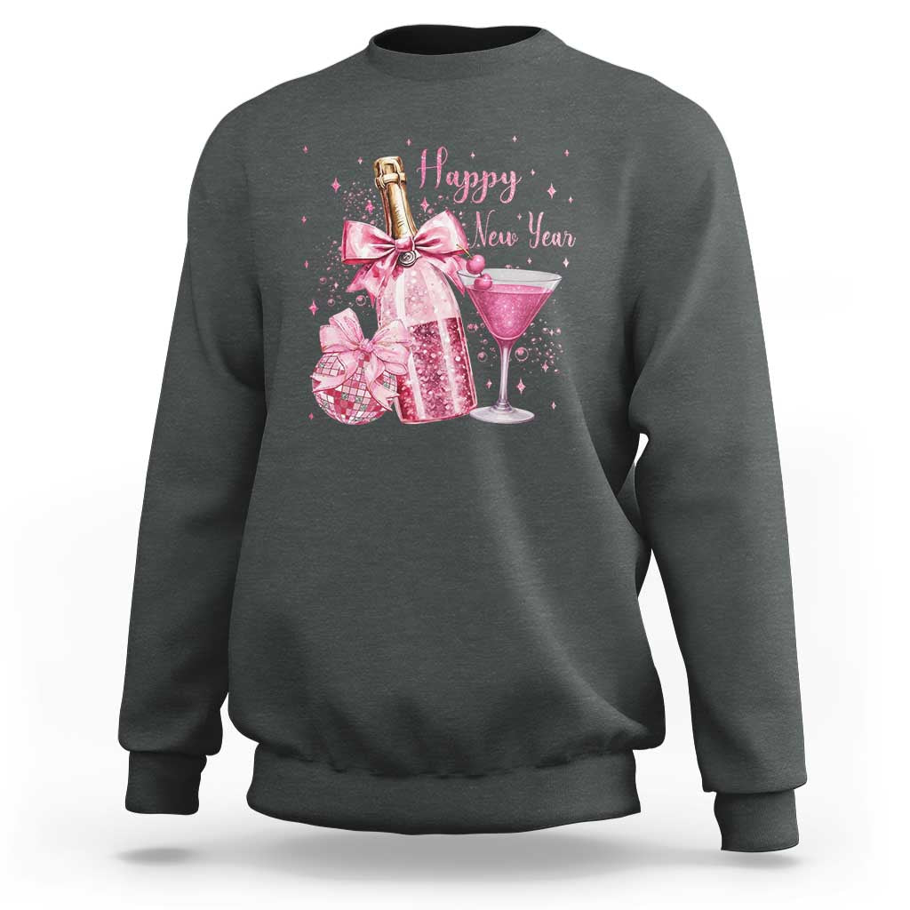 Happy New Year 2026 New Years Eve Party Sweatshirt Pink Cocktail Disco Ball - Wonder Print Shop