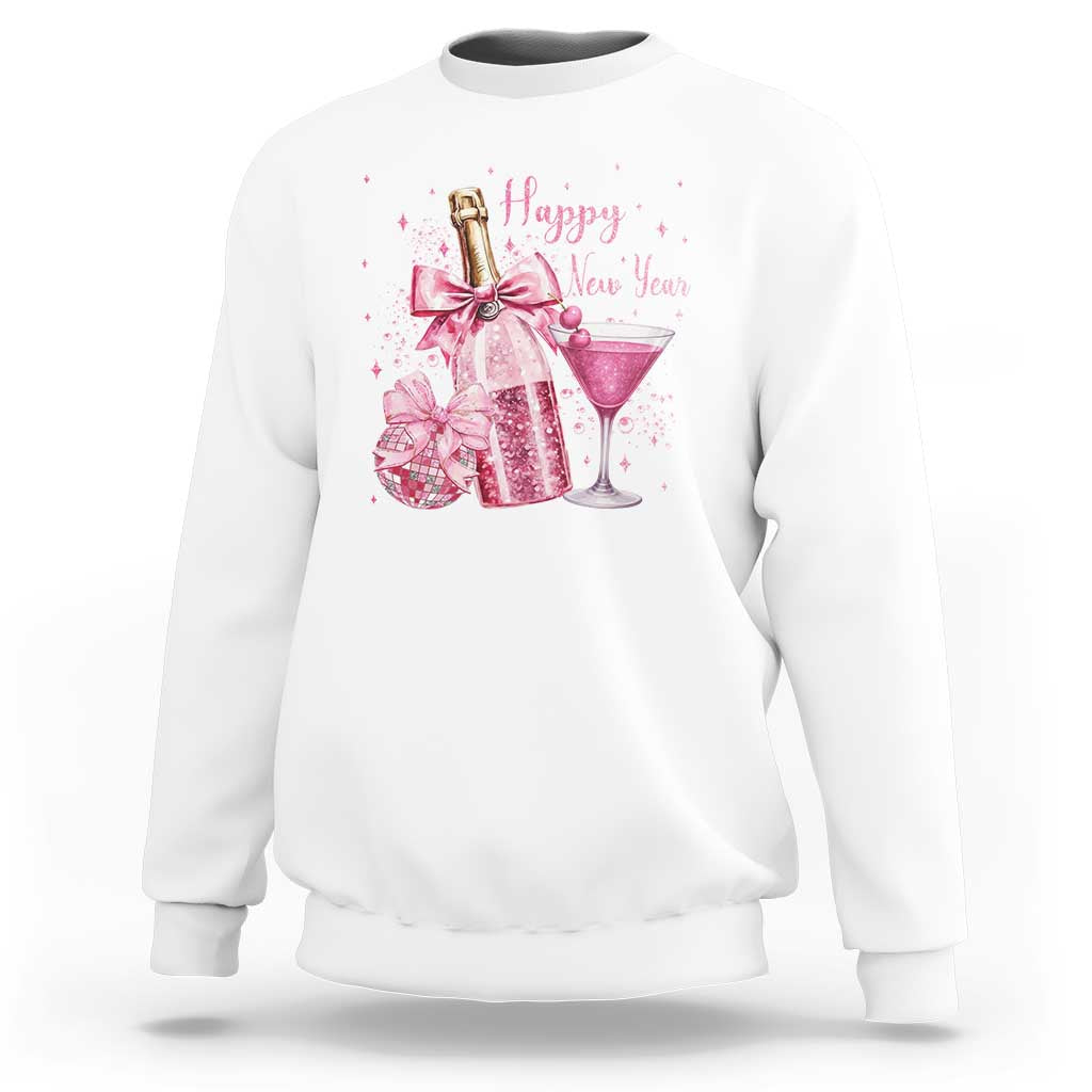 Happy New Year 2026 New Years Eve Party Sweatshirt Pink Cocktail Disco Ball - Wonder Print Shop
