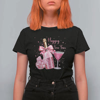 Happy New Year 2026 New Years Eve Party T Shirt For Women Pink Cocktail Disco Ball - Wonder Print Shop