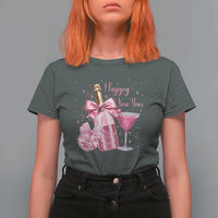 Happy New Year 2026 New Years Eve Party T Shirt For Women Pink Cocktail Disco Ball - Wonder Print Shop