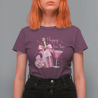 Happy New Year 2026 New Years Eve Party T Shirt For Women Pink Cocktail Disco Ball - Wonder Print Shop
