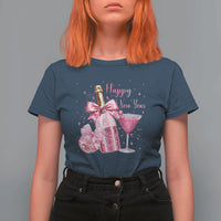 Happy New Year 2026 New Years Eve Party T Shirt For Women Pink Cocktail Disco Ball - Wonder Print Shop