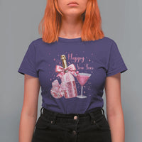 Happy New Year 2026 New Years Eve Party T Shirt For Women Pink Cocktail Disco Ball - Wonder Print Shop