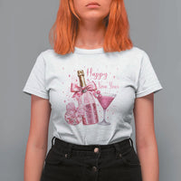 Happy New Year 2026 New Years Eve Party T Shirt For Women Pink Cocktail Disco Ball - Wonder Print Shop