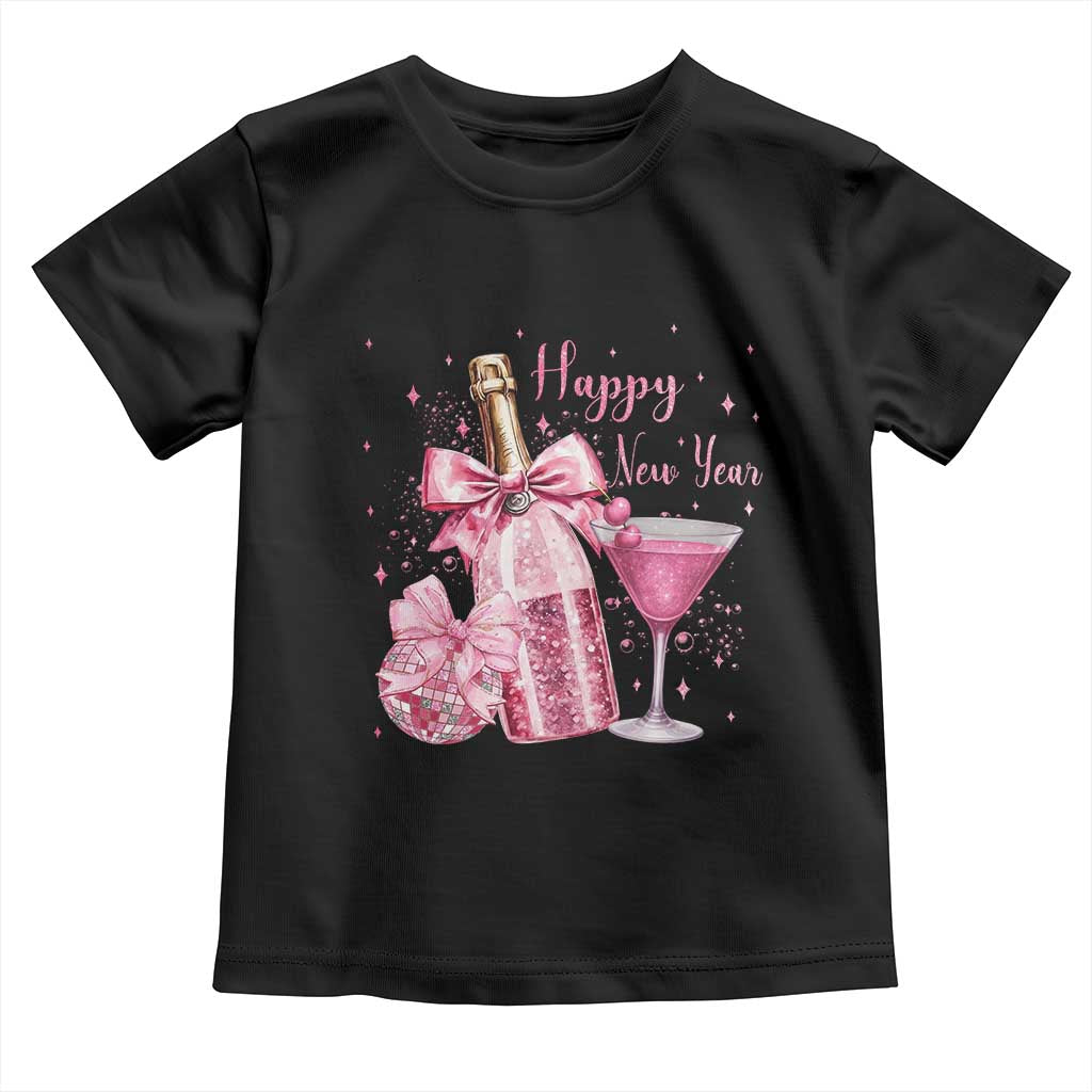 Happy New Year 2026 New Years Eve Party Toddler T Shirt Pink Cocktail Disco Ball - Wonder Print Shop