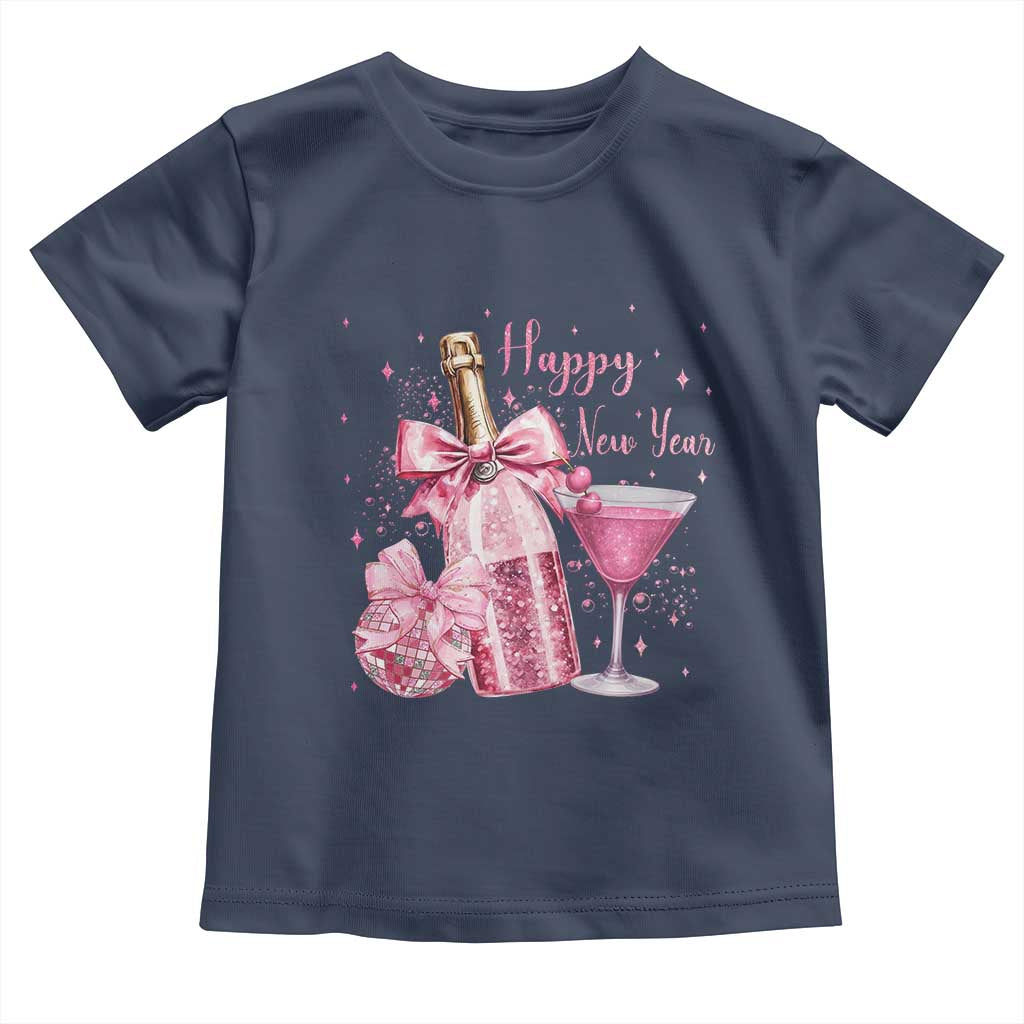 Happy New Year 2026 New Years Eve Party Toddler T Shirt Pink Cocktail Disco Ball - Wonder Print Shop