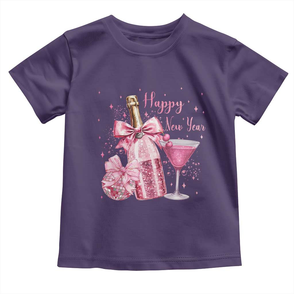 Happy New Year 2026 New Years Eve Party Toddler T Shirt Pink Cocktail Disco Ball - Wonder Print Shop
