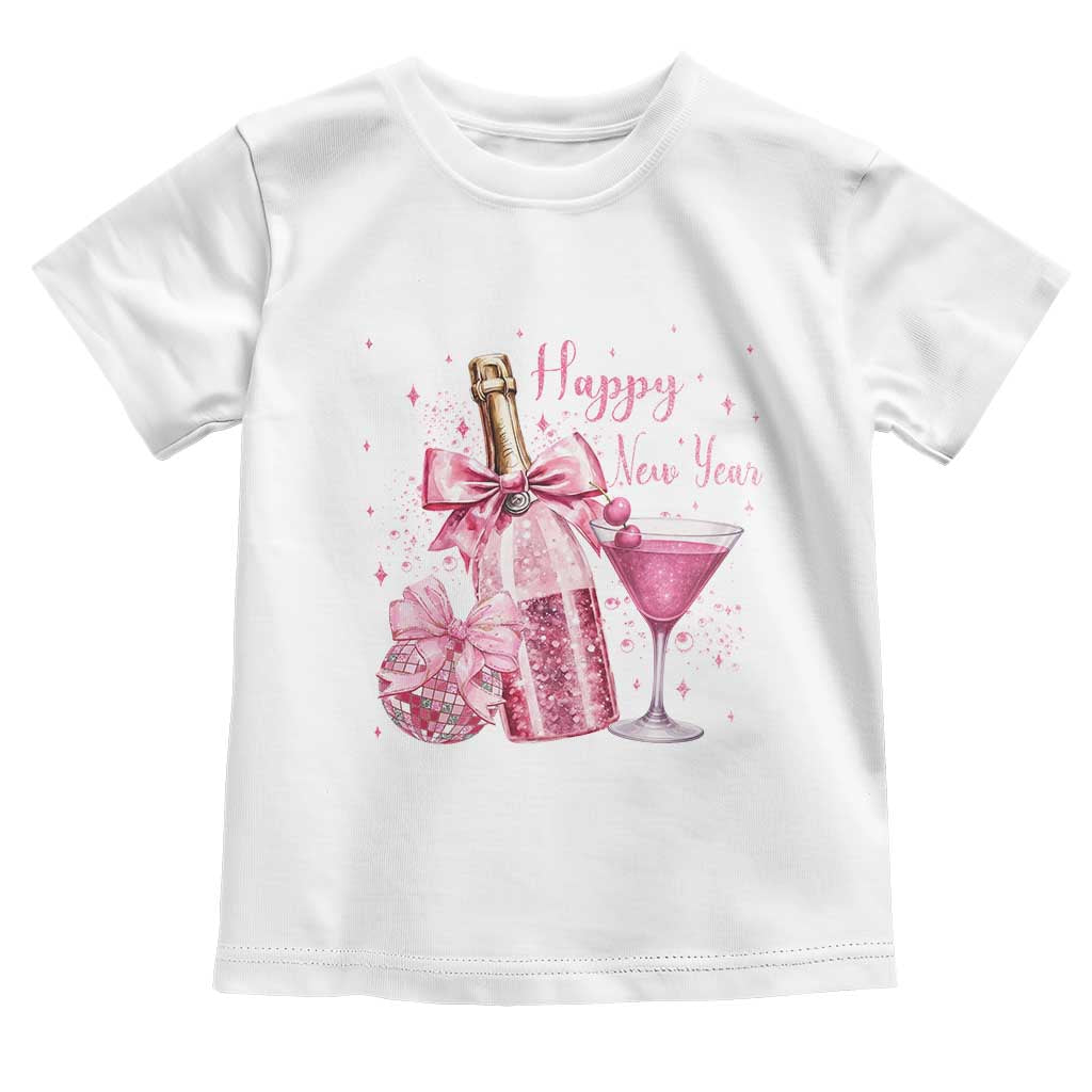 Happy New Year 2026 New Years Eve Party Toddler T Shirt Pink Cocktail Disco Ball - Wonder Print Shop