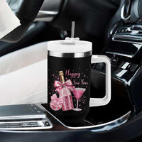 Happy New Year 2026 New Years Eve Party Tumbler With Handle Pink Cocktail Disco Ball - Wonder Print Shop