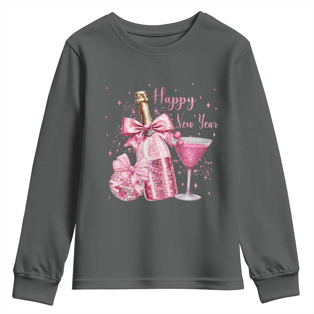 Happy New Year 2026 New Years Eve Party Youth Sweatshirt Pink Cocktail Disco Ball - Wonder Print Shop