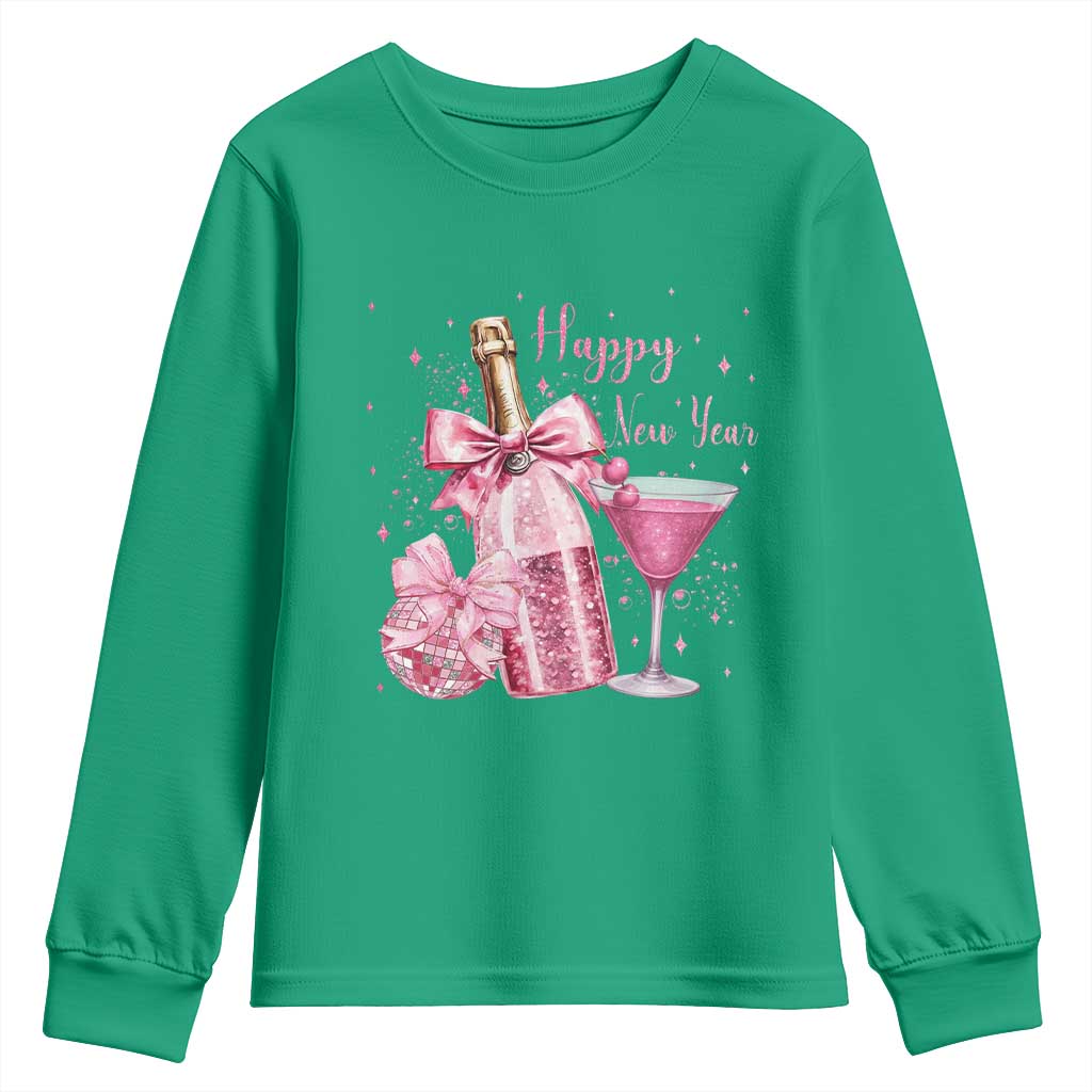 Happy New Year 2026 New Years Eve Party Youth Sweatshirt Pink Cocktail Disco Ball - Wonder Print Shop