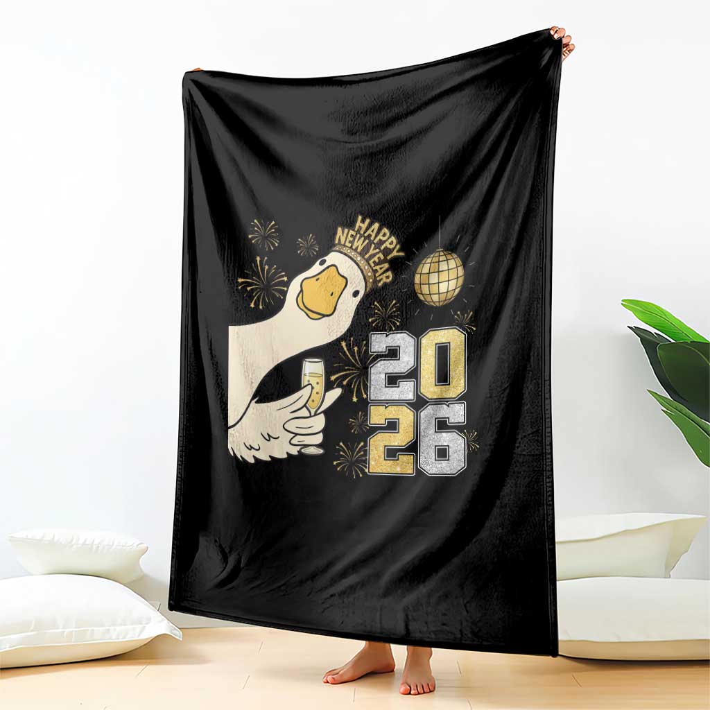 Funny New Years Eve Silly Goose 2026 Throw Blanket New Year Party - Wonder Print Shop