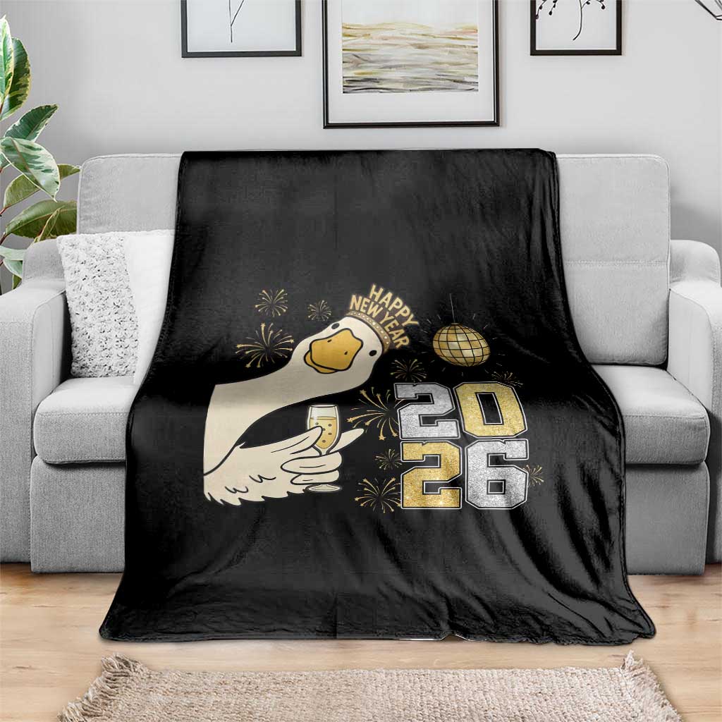 Funny New Years Eve Silly Goose 2026 Throw Blanket New Year Party - Wonder Print Shop
