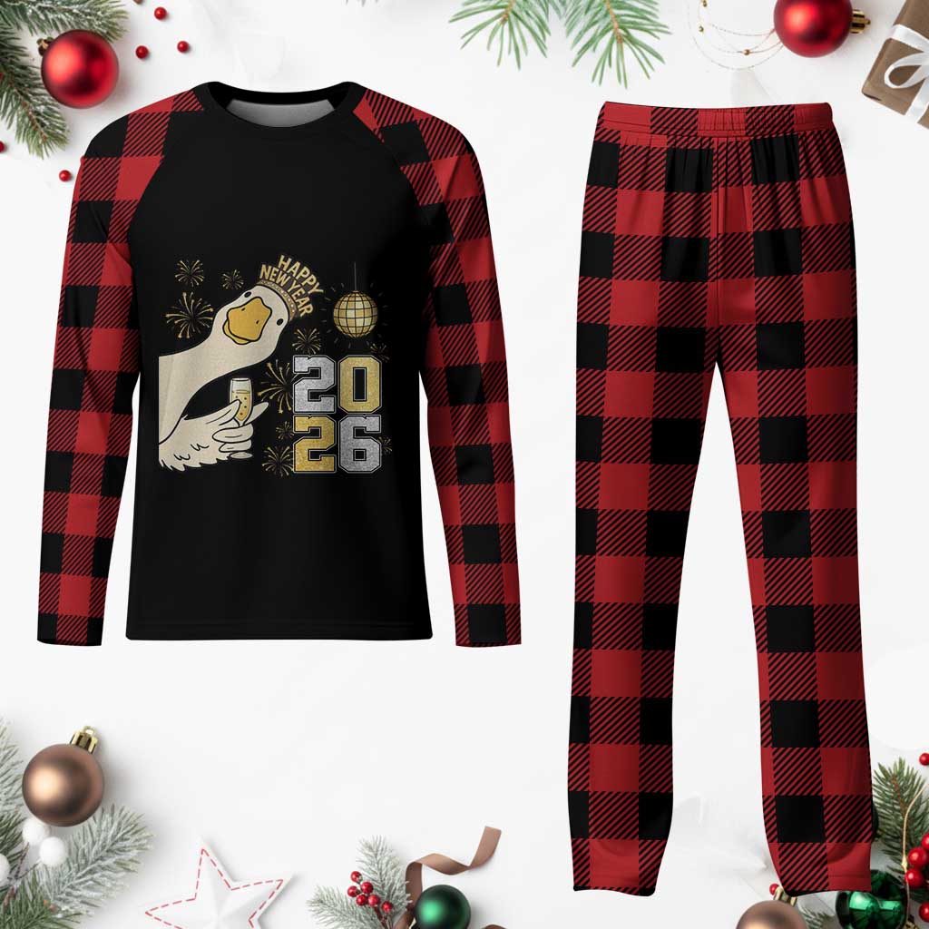 Funny New Years Eve Silly Goose 2026 Plaid Pajama Set New Year Party - Wonder Print Shop