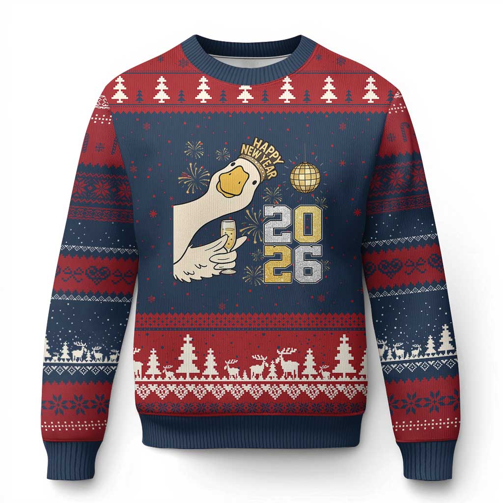 Funny New Years Eve Silly Goose 2026 Ugly Christmas Sweater New Year Party - Wonder Print Shop