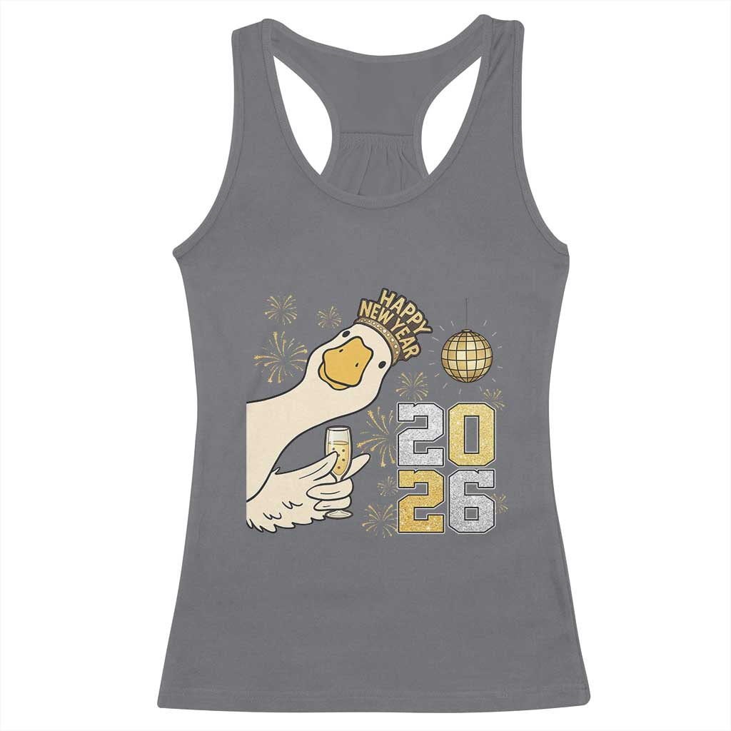 Funny New Years Eve Silly Goose 2026 Racerback Tank Top New Year Party - Wonder Print Shop