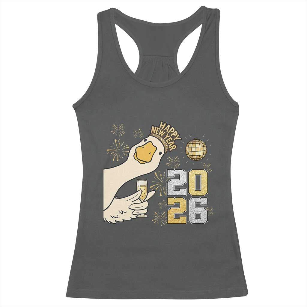 Funny New Years Eve Silly Goose 2026 Racerback Tank Top New Year Party - Wonder Print Shop