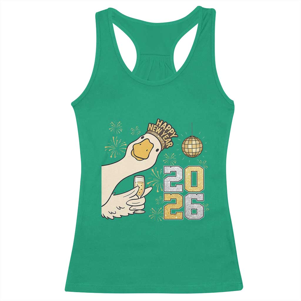 Funny New Years Eve Silly Goose 2026 Racerback Tank Top New Year Party - Wonder Print Shop