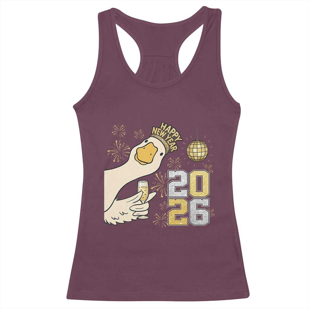Funny New Years Eve Silly Goose 2026 Racerback Tank Top New Year Party - Wonder Print Shop