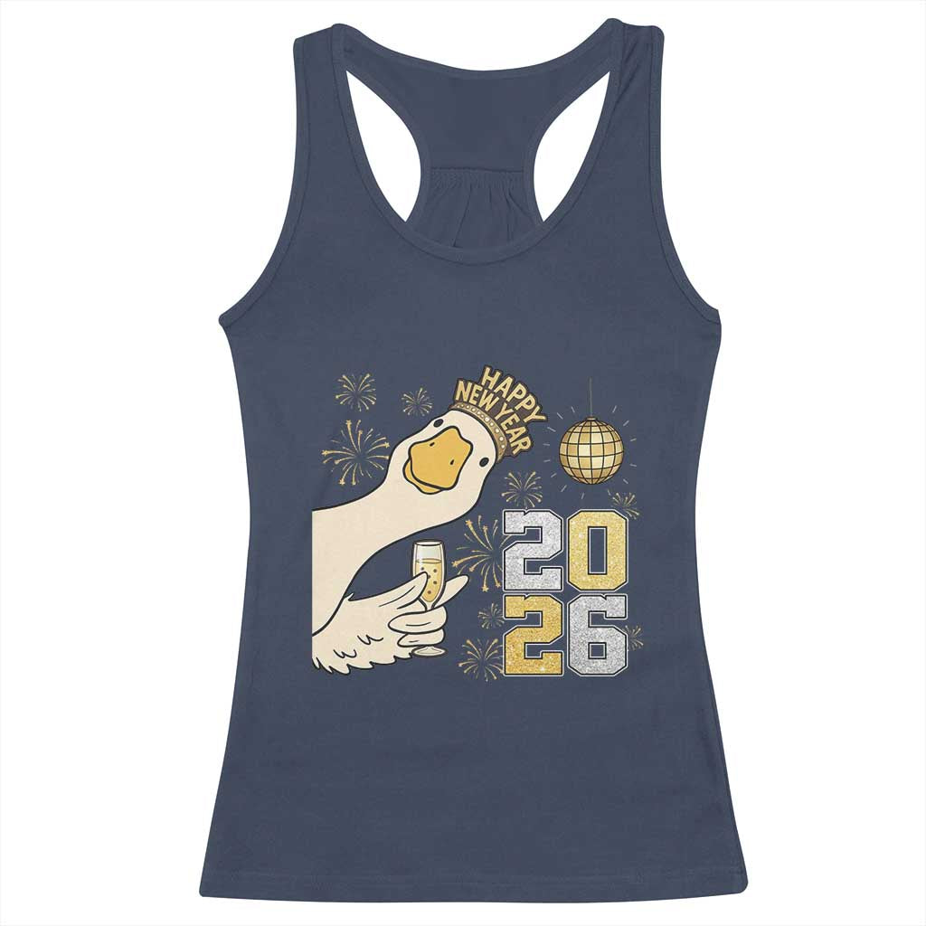 Funny New Years Eve Silly Goose 2026 Racerback Tank Top New Year Party - Wonder Print Shop